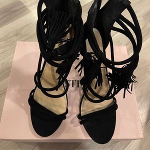 Black tassel/strapped 3.5inch heels